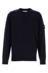 Stone Island Lightweight Wool Crew Neck Pullover In Blue
