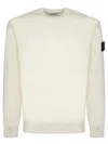 Stone Island Textured Knit Sweater With Crew Neckline In White
