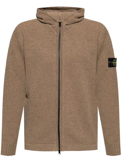 Stone Island Zipped Cardigan In Brown