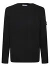Stone Island Lightweight Wool Crew Neck Pullover In Black