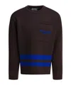 Stone Island Pocket-detail Striped Sweater In Brown