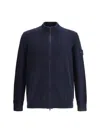 Stone Island Ghost Waffle-knit Virgin Wool Zip-up Cardigan In Blue