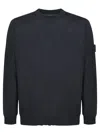 Stone Island Organic Cotton Crew Neck Long Sleeve Top In Blue