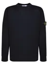 Stone Island Black Fitted Crew Neck Sweater In Blue