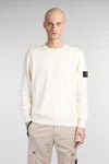 Stone Island Logo Cotton Crewneck Sweatshirt In White