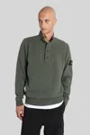 Stone Island Knitted Turtleneck Sweater With Ribbed Collar In Green