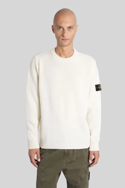 STONE ISLAND KNITWEAR IN WHITE WOOL