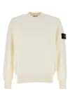 Stone Island Crew Neck Wool Sweater With Reverse Stitch Details Clothing In Neutral