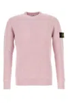 Stone Island Ribbed Texture Long Sleeve Wool Sweater In Pink