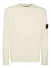 Stone Island Wool Blend Sweatshirt With Iconic Logo Patch And Timeless Design In White