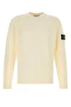 Stone Island Beige Crewneck Logo Sweater In White