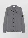 Stone Island Knit Button-up Jumper In Lamb Wool And Nylon Blend