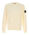 Stone Island Ribbed Crew-neck Cotton Sweater With Long Sleeves In Neutral