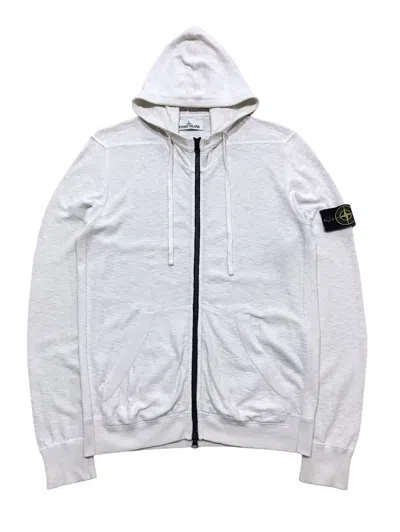 Pre-owned Stone Island Korean Issue Zip Up Hoodie In White
