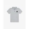 Stone Island Ky Blue Logo-patch Short-sleeve Stretch-cotton Polo Shirt 2-1 In Gray
