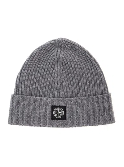 Stone Island L2s16n100003s00m3 Ribbed Technical Fabric Beanie In Gray