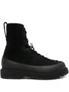 Stone Island Lace-up Suede Boots In Black