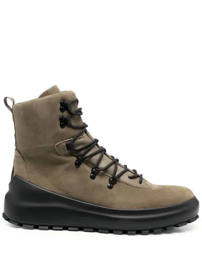 Stone Island Lace-up Suede Boots In Green