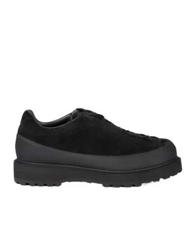 Stone Island Lace-up Trainer With Rubber Rand And Lug Sole In Black