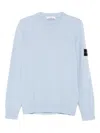 Stone Island Logo Patch Crewneck Sweatshirt In Blue