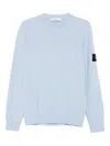 Stone Island Lambswool Sweater With Ribbed Cuffs And Hem In Blue