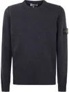 Stone Island Ribbed Cuff Crew Neck Lambswool Sweater In Gray