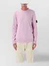 Stone Island Lambswool Crewneck Jumper Raised Seams In Pink