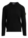 Stone Island Lambswool Crewneck Sweater In Black