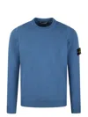 Stone Island Winter Cotton Crewneck Sweater Knitwear Blue In Blue