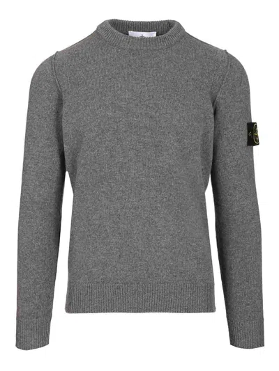 Stone Island Lambswool Crewneck Sweater In Gray