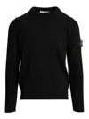 Stone Island Ribbed Knit Sweater With Logo Patch In Black