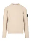 Stone Island Crew Neck Long Sleeve Sweatshirt With Ribbed Cuffs And Hem In Neutral