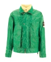 Stone Island Laminated Feather-down Biker Jacket In Green