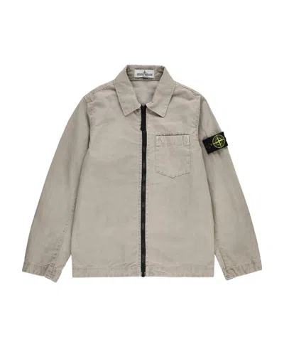 Stone Island Lapel Long-sleeved Shirt In Gray
