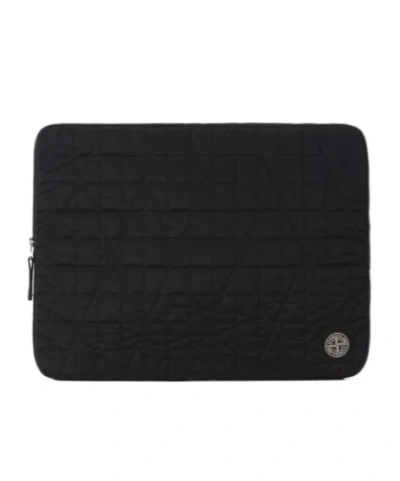 Stone Island Laptop Case With Inner Compartment And Zip In Black