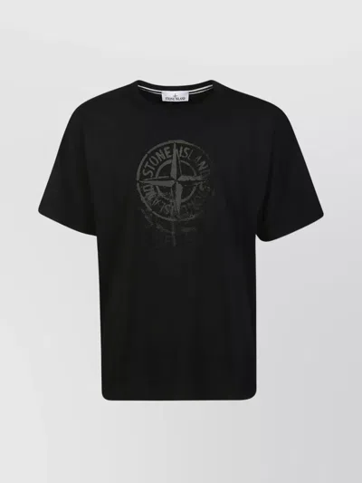 Stone Island Large Reflective Logo T-shirt In Burgundy