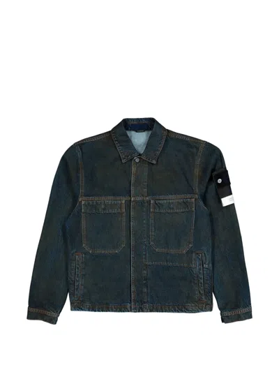 Stone Island Laser Pigment Denim Jacket In Blue