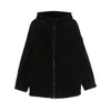 Stone Island Hooded Suede Jacket In Black