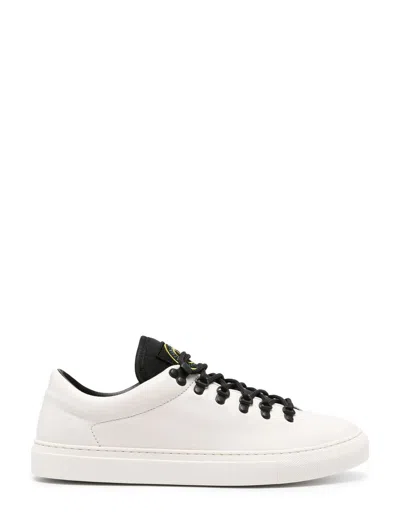 Stone Island Leather Low-top Sneakers In White