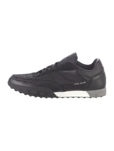 Pre-owned Stone Island Leather Sneakers In Blue