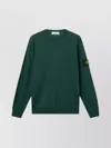 Stone Island Crewneck Jumper With Raised Stitch Details In Green
