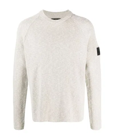 Stone Island Lgo-patch Ribbed-knit Jumper In Yellow