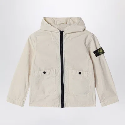 Stone Island Light Beige Water-repellent Hooded Jacket In Multi