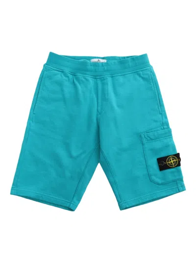 Stone Island Light Blue Bermuda In Green