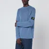 Stone Island Light Blue Ribbed Vanisé Sweater In Blue