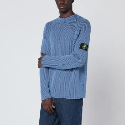 Stone Island Light Blue Ribbed Vanisé Sweater