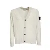 Stone Island Ivory Geelong Wool Cardigan With V-neck In White