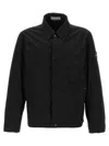 Stone Island Blue Jacket With Classic Collar And Logo Patch On The Sleeve In Tech Fabric Man In Black