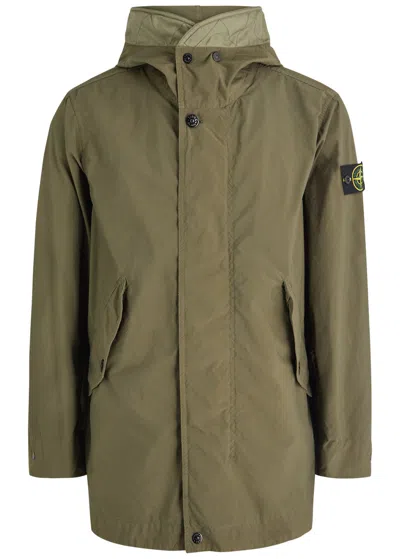 Stone Island Light Compact Shell Parka Coat In Green