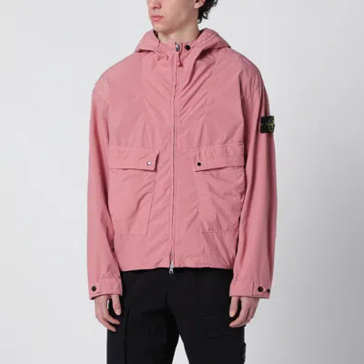 Stone Island Hooded Jacket With Compass Application In Pink